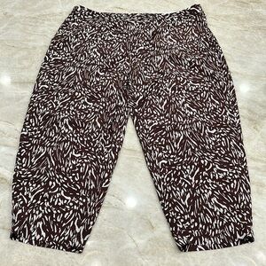 NEW Liz Claiborne |‎ Wide Leg Cropped Pants | Brown and White Zebra Print | XL